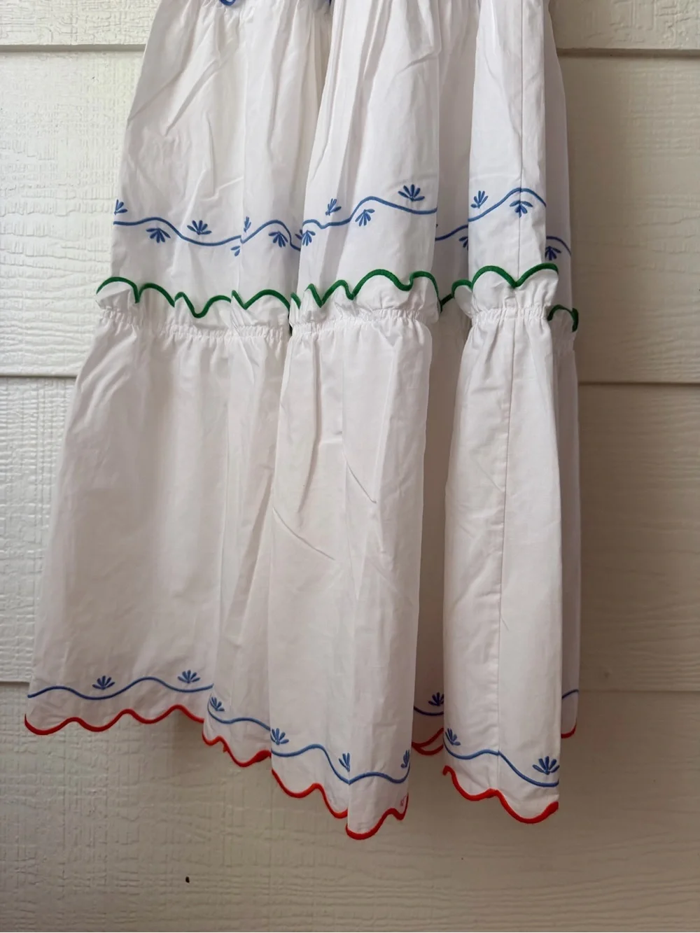 NWT Tory Burch Scallop Embroidered Wrap Dress White Cotton Size 2